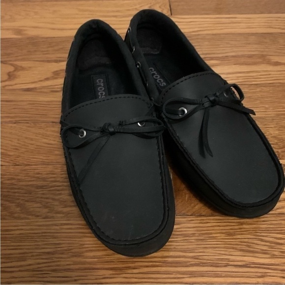 CROCS Shoes - Crocs Black‎ Loafer Lace Up Boat shoes Slip On Driving Moccasins Women’s Size 8